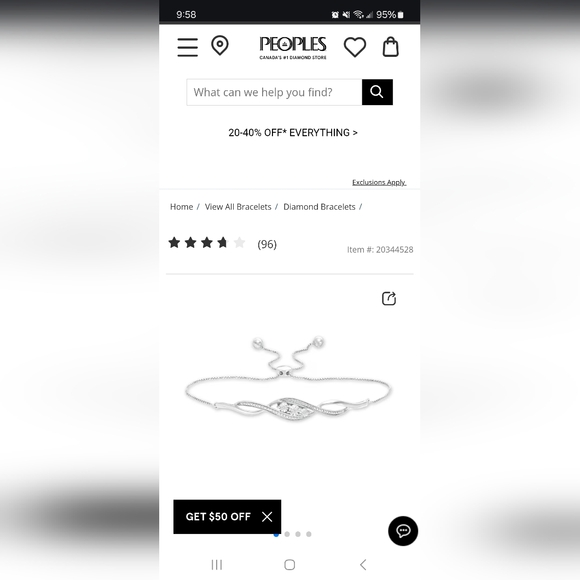 Silver and diamond bolo bracelet - Picture 6 of 6